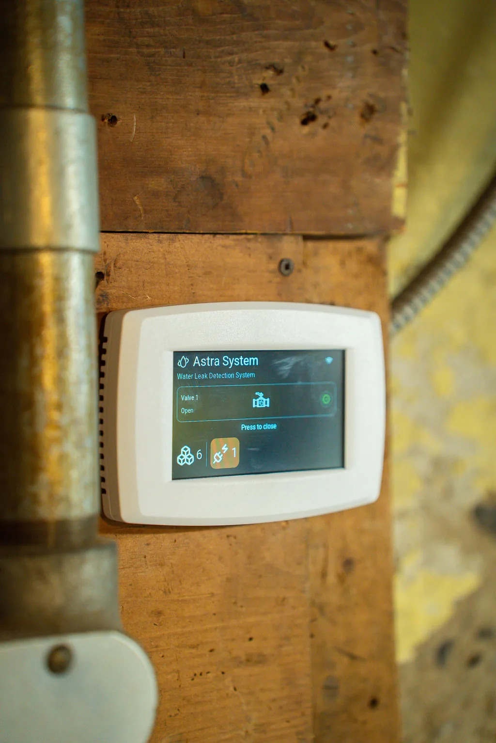 Astra Panel displaying system status in a mechanical room